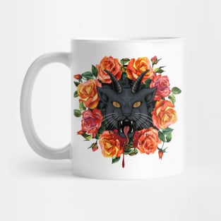 Satanic Cat with Roses Mug